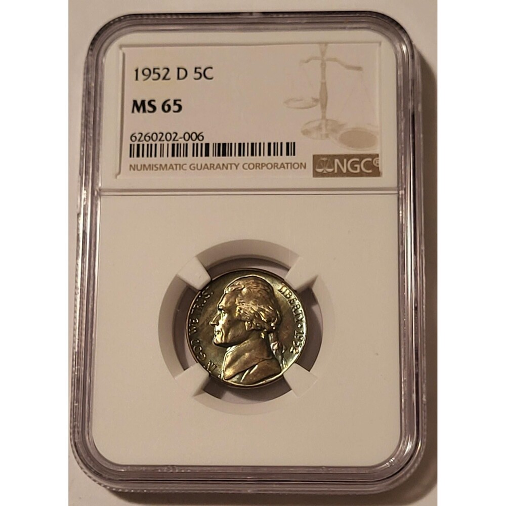 1952 D Jefferson Nickel MS65 NGC Nice Toning